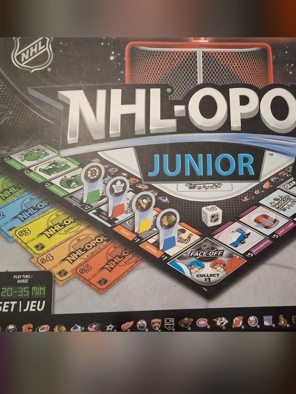 NHL-Opoly Junior Monopoly Board Game Ages 6+ Hockey